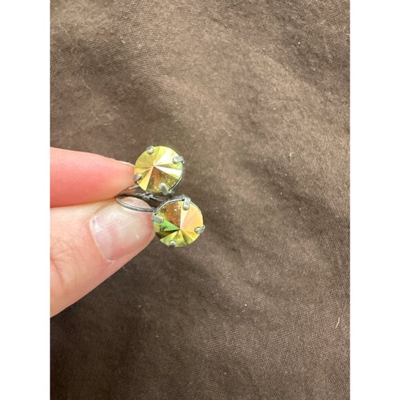 Sabika Drop Earrings With Yellow Green Stone - Picture 2 of 4